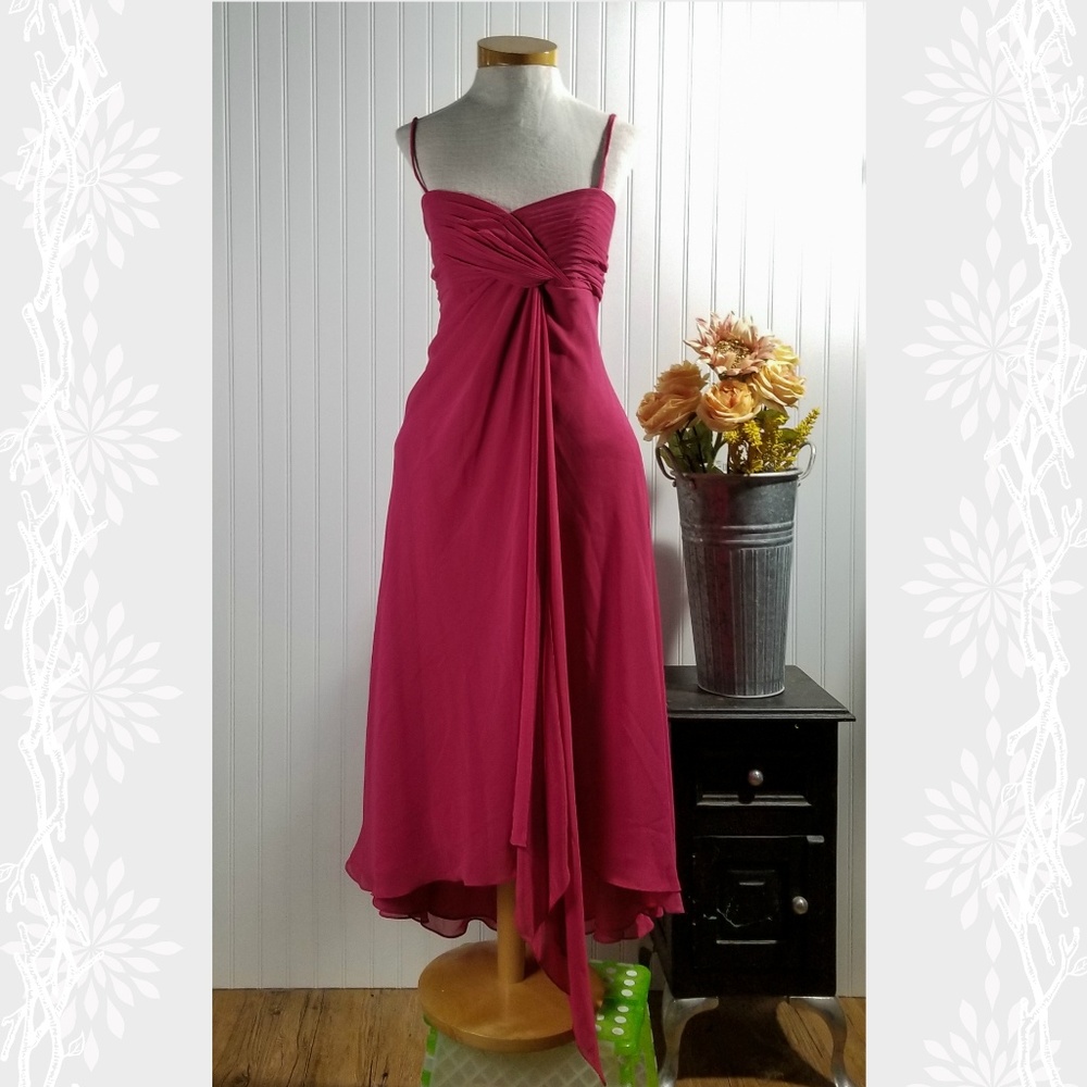 | david's bridal | twisted chiffon midi dress
